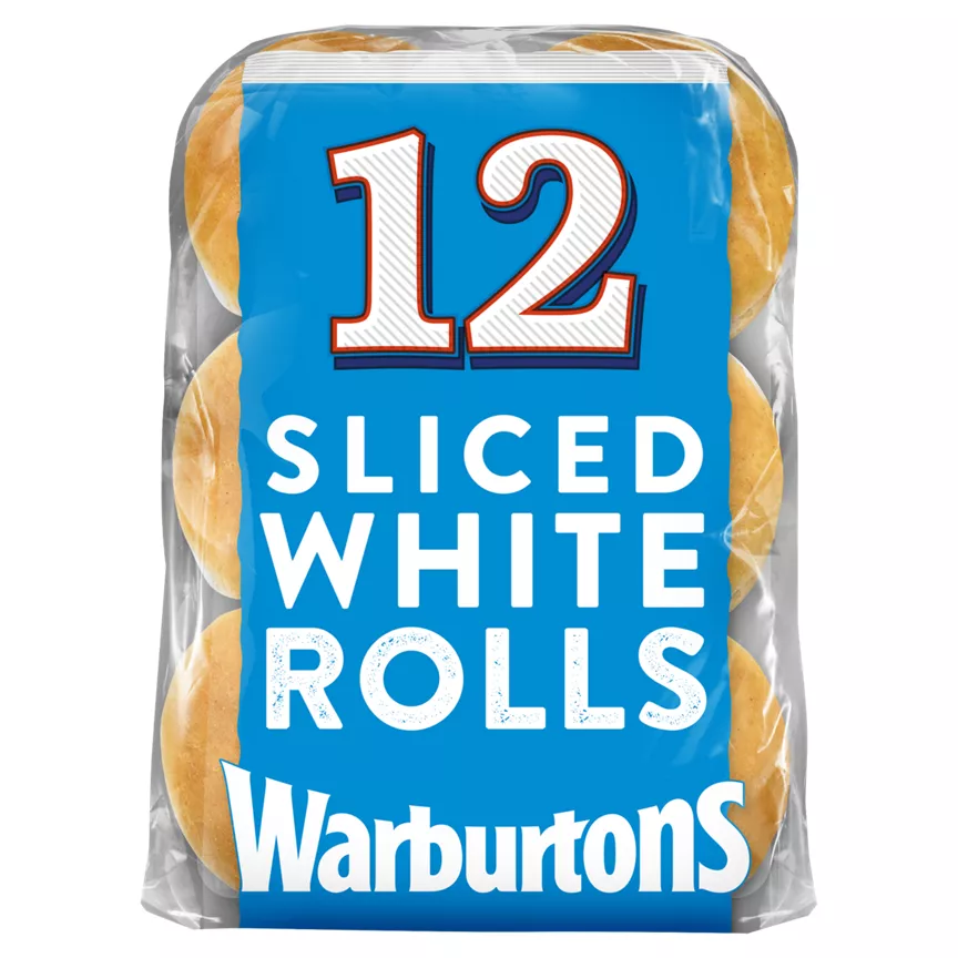 Warburtons 12 Sliced Soft White Rolls - Image 1