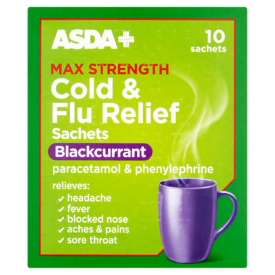 Max Strength Cold & Flu Relief Sachets Blackcurrant 10 Sachets