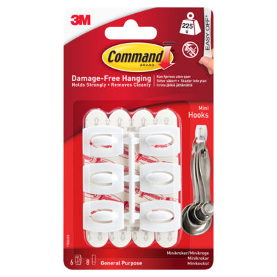 Command Clear Mini Hooks with Clear Strips 6 Hooks + 8 Strips