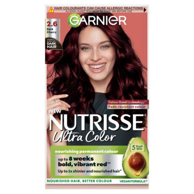 Nutrisse Ultra Color Dye, Vegan, 2.6 Dark Cherry Red, deep, luscious red hair for 8 weeks. thumbnail 2