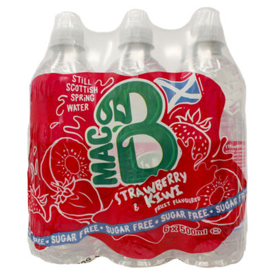 Sugar Free Strawberry & Kiwi Fruit Flavoured Still Scottish Spring Water 6 x 500ml