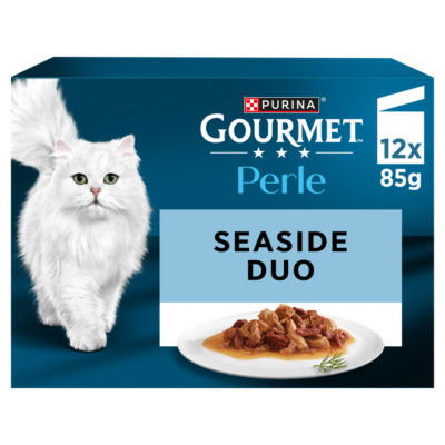 GOURMET Perle Mini Fillets in Gravy Seaside Duo Wet Cat Food 12x85g thumbnail 2