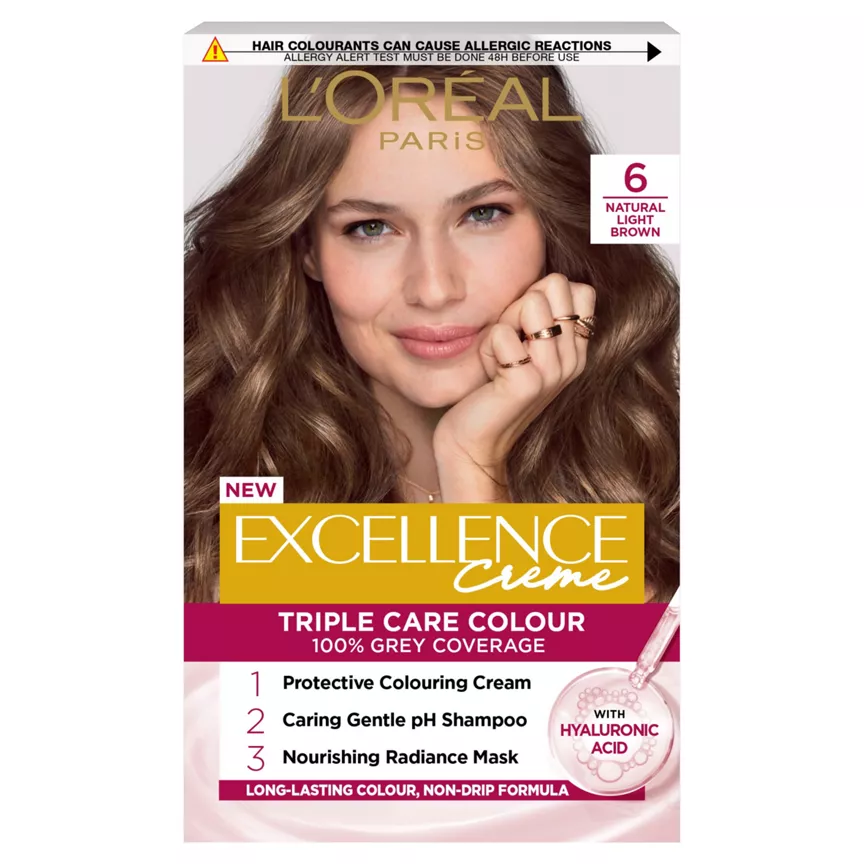 L'Oreal Excellence Creme 6 Natural Light Brown Permanant Hair Dye