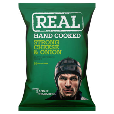 Hand Cooked Strong Cheese & Onion Flavour Potato Crisps 150g