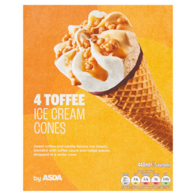 Toffee Ice Cream Cones 440ml (4 x 110ml) thumbnail 2