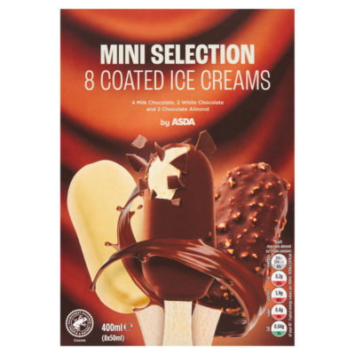 ASDA 8 Mini Coated Ice Cream Selection 8x50ml