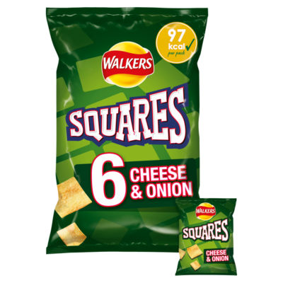 Squares Cheese & Onion Multipack Snacks Crisps 6x22g thumbnail 2