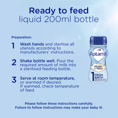 Aptamil First Infant milk (ready to feed 200ml bottle) thumbnail 4