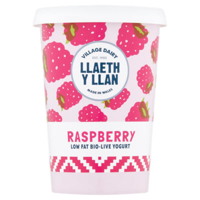 Llaeth y Llan Raspberry Low Fat Bio-Live Yogurt 450g
