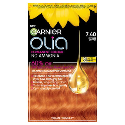 Olia 7.40 Intense Copper: 100% Grey Coverage, No Ammonia, for a vibrant, fiery hue. thumbnail 2