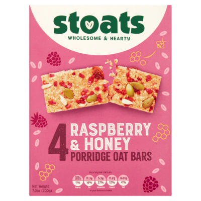 Raspberry & Honey Porridge Oat Bars