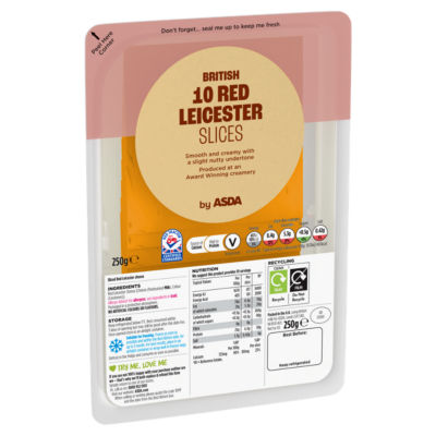 ASDA British 10 Red Leicester Cheese Slices 250g