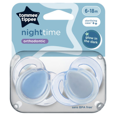 2x Nighttime Soothers, Glow in the Dark, Steriliser Pod, 6-18m thumbnail 2