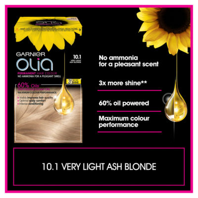 Olia 10.1 Very Light Ash Blonde: No Ammonia Permanent Dye, for ultra-luminous shine. thumbnail 4