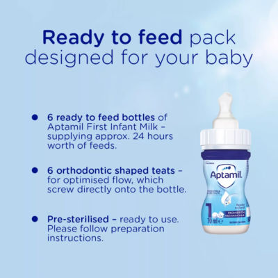 1 First Infant Baby Milk Liquid Formula Starter Pack, Ready to Feed, From Birth, 6x70 ml thumbnail 4