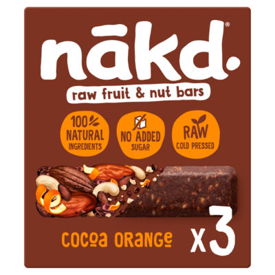 nakd. Cocoa Orange Fruit & Nut Bars 3 x 35g thumbnail 2