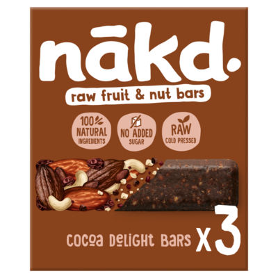 nakd. Cocoa Delight Fruit & Nut Bars 3 x 35g thumbnail 2