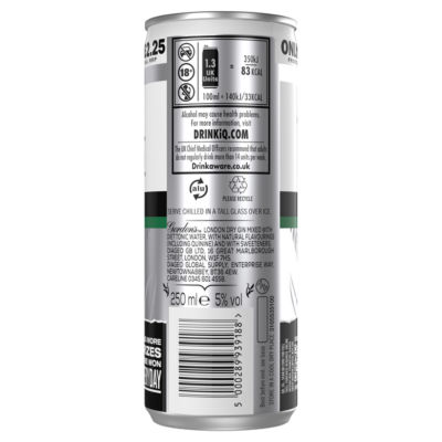 London Dry Gin and Diet Tonic Ready to Drink 250ml Can thumbnail 3