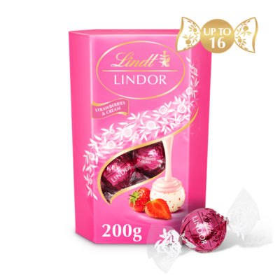 Lindor Strawberries & Cream Chocolate Truffles Box 200g thumbnail 2