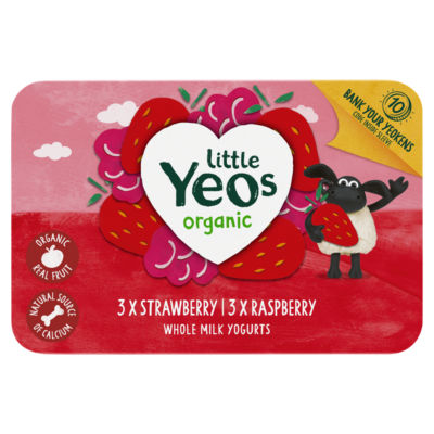 Organic Kids' Strawberry & Raspberry Whole Milk Yogurt 6 x 45g