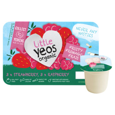 Organic Kids' Strawberry & Raspberry Whole Milk Yogurt 6 x 45g thumbnail 3