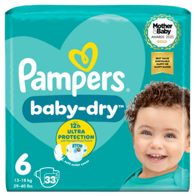 Pampers Baby-Dry Nappies, Size 6 (13-18kg) Essential Pack