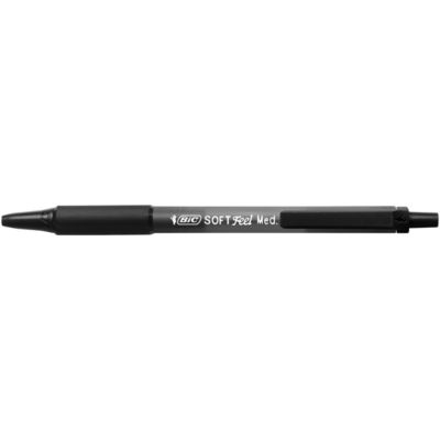 Soft Feel Ball Point Pens, Black, Comfortable Grip, Pack of 5 thumbnail 3