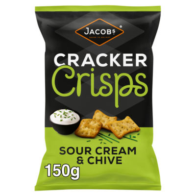 Cracker Crisps Sour Cream & Chive Flavour Sharing Bag Crisps 150g