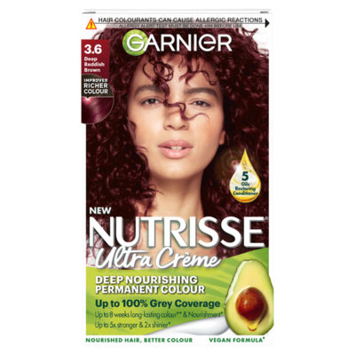 Nutrisse Ultra Crème Dye, Vegan, 3.6 Deep Reddish Brown, vibrant, warm hair hue. thumbnail 2