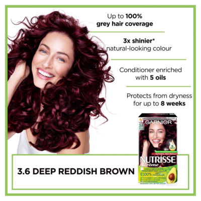 Nutrisse Ultra Crème Dye, Vegan, 3.6 Deep Reddish Brown, vibrant, warm hair hue. thumbnail 4