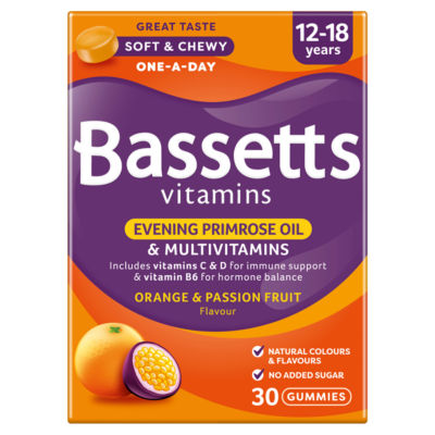 Evening Primrose Oil & Multivitamins Orange & Passion Fruit 12-18 Years 30 Gummies thumbnail 2