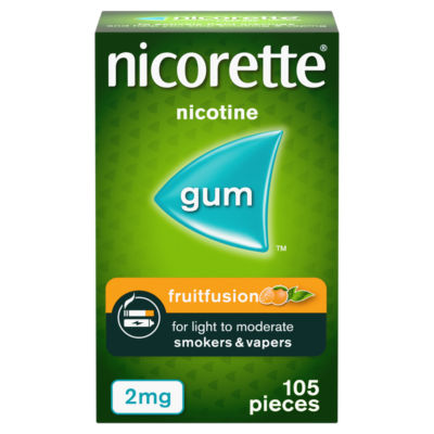 Fruitfusion 2mg Gum 105 Pieces, Stop Smoking and Stop Vaping Aid.