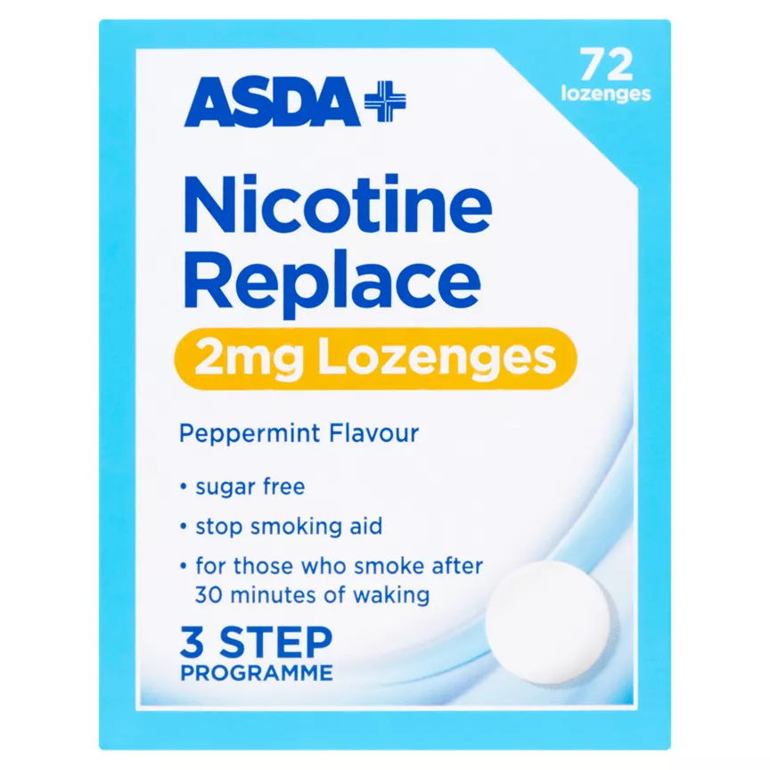 ASDA Nicotine Replace 2mg Lozenges Peppermint Flavour 72 Lozenges