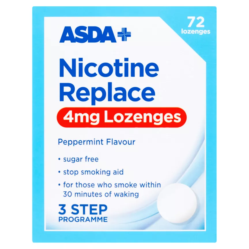 ASDA Nicotine Replace 4mg Lozenges Peppermint Flavour 72 Lozenges