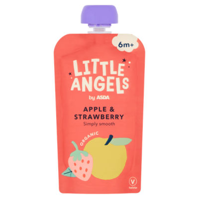 LITTLE ANGELS by ASDA Organic Apple & Strawberry Baby Food 6+ Months