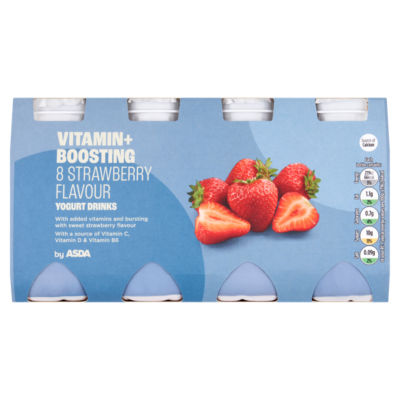 Vitamin+ Boosting 8 Strawberry Flavour Yogurt Drinks 8 x 100g (800g) thumbnail 2