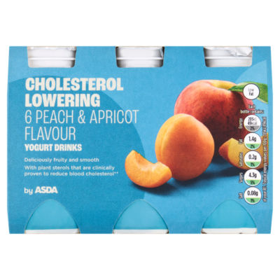 Cholesterol Lowering Peach & Apricot Flavour Yogurt Drinks 6 x 100g (600g) thumbnail 2