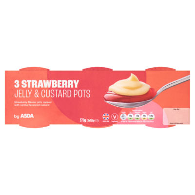 ASDA 3 Strawberry Jelly & Custard Pots