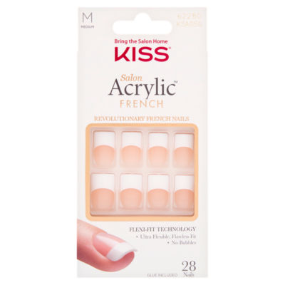 28 Salon Acrylic French Medium Nails thumbnail 2