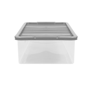 Medium 12L Plastic Storage Box with Silver Lid thumbnail 2
