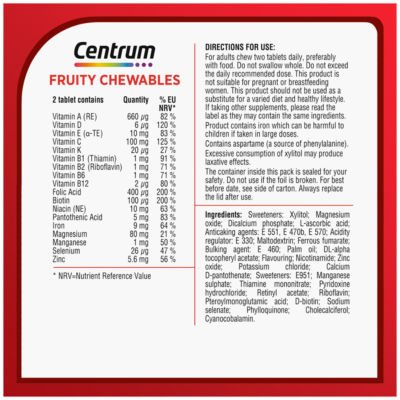 Fruity Chewables Tablets, Chewy Vitamins for Adults, 30s thumbnail 3