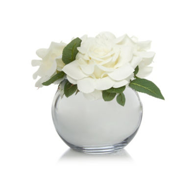 Cream Faux Roses in Silver Vase thumbnail 2