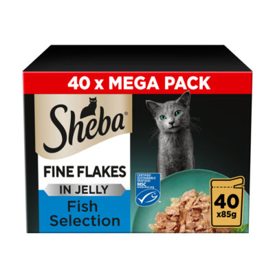 Sheba Fine Flakes Cat Food Pouches MSC Fish in Jelly Mega Pack