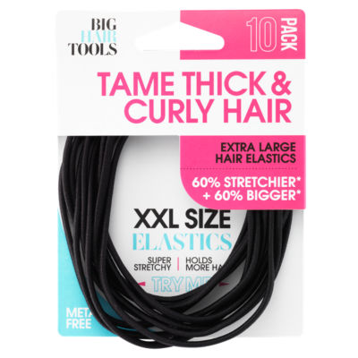 10 Extra Large Elastic Hair Bands Black thumbnail 2