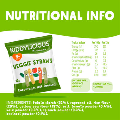 Veggie Straws 9+ Months 4 x 12g (48g) thumbnail 4