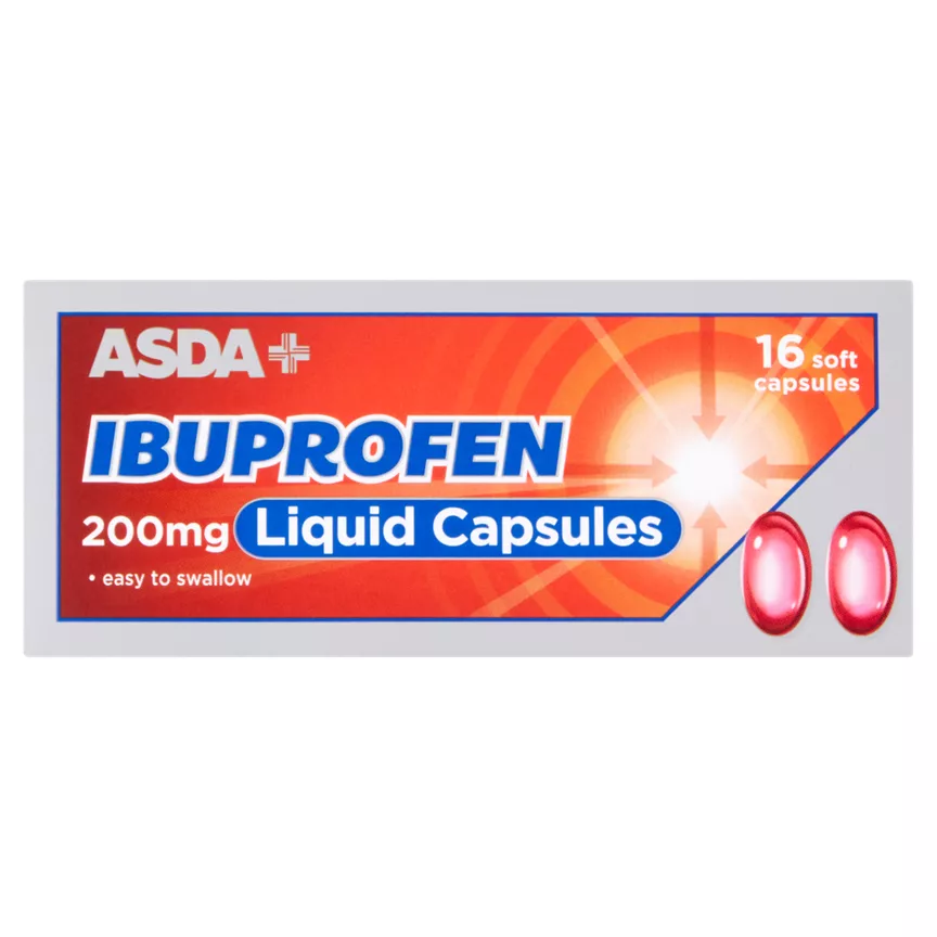 ASDA Ibuprofen 200mg Liquid Capsules 16 Soft Capsules