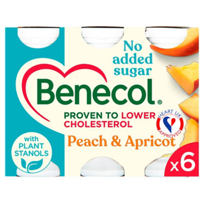 Benecol Cholesterol Lowering Yoghurt Drink Peach & Apricot No Added Sugar