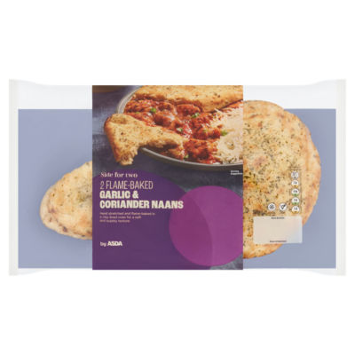 ASDA Side for Two 2 Flame-Baked Garlic & Coriander Naans 320g