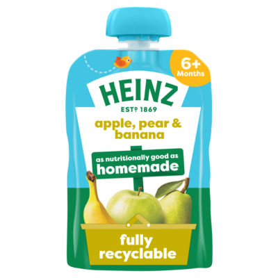 Heinz Apple, Pear & Banana Fruit Puree Pouch Baby Food 6+ Months