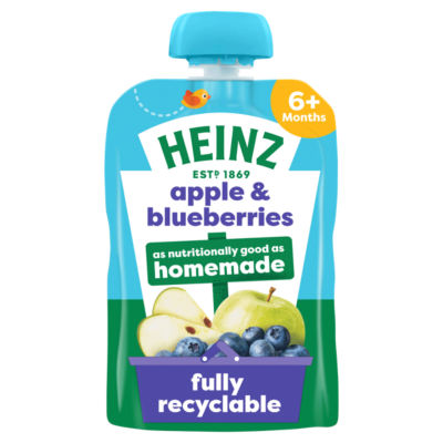 Apple & Blueberries Baby Food Fruit Pouch 6+ Months 100g thumbnail 2